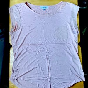 Calvin Klein Tshirt Blouse with Satin Accents Sz M